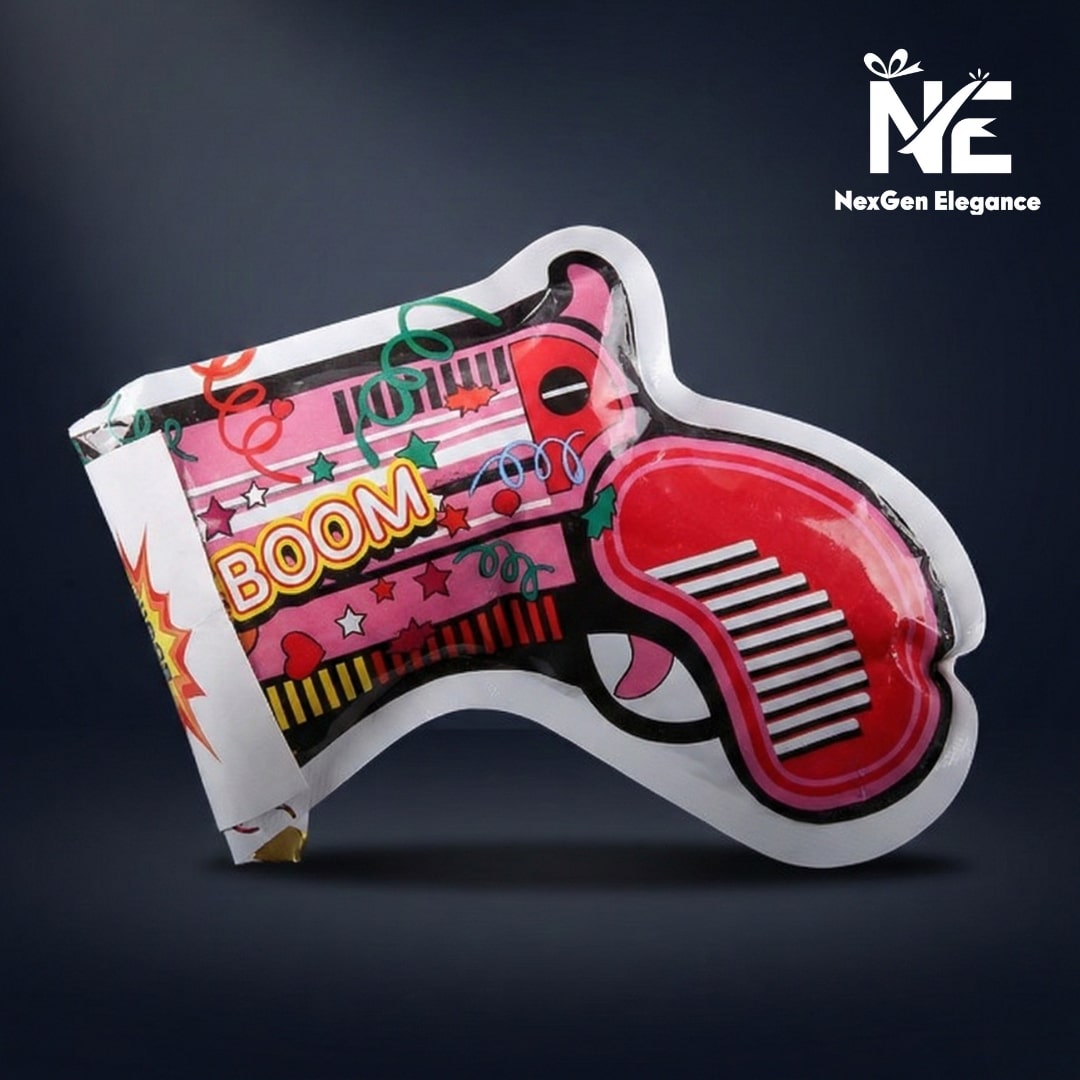 Single colorful party popper air blaster gun toy for birthday and wedding celebration by NexGen Elegance.